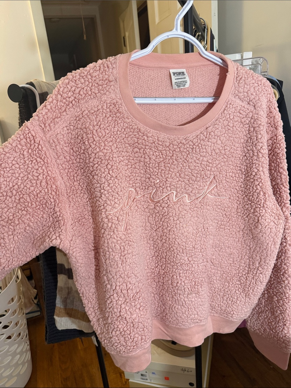 PINK Victoria's Secret Dusty Rose Sherpa Crewneck